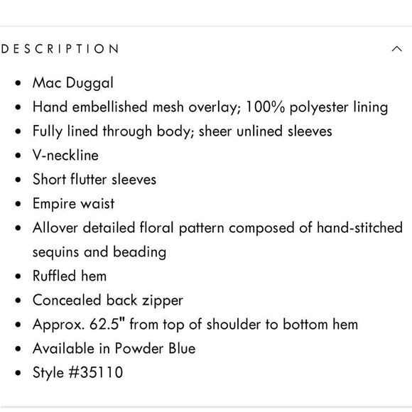 Mac Duggal EMBELLISHED V NECK EMPIRE WAIST RUFFLE HEM GOWN/ size 10 - Picture 5 of 8